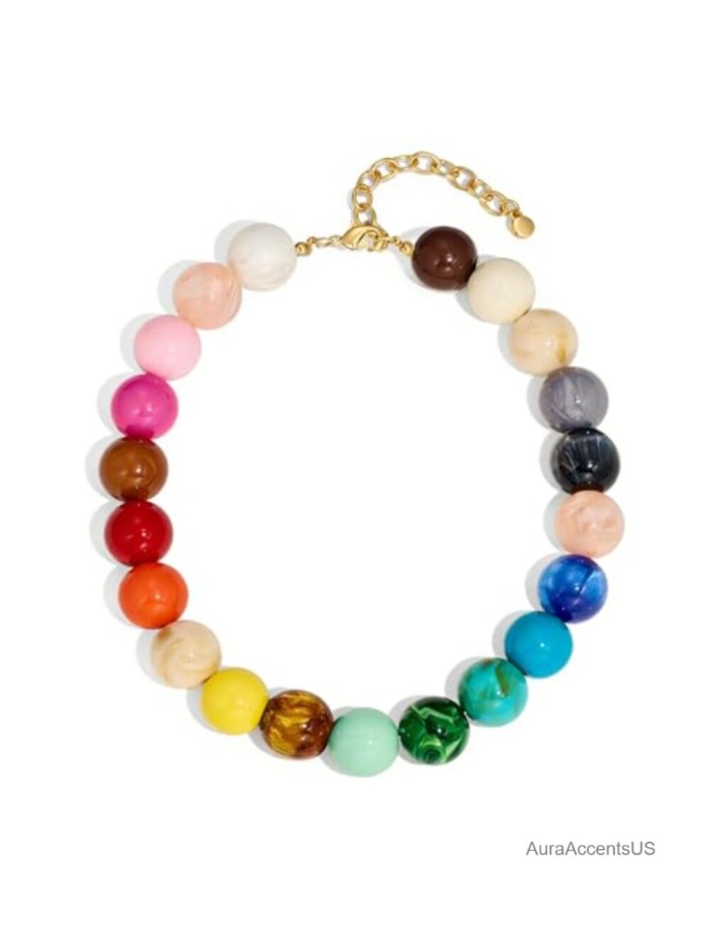 Chunky Resin Bead Statement Necklace Adjustable Choker Boho Summer Jewelry